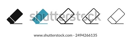 Eraser vector icon set in black and blue colors