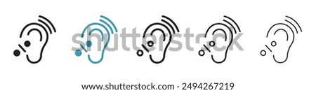 Assistive listening systems vector icon set in black and blue colors