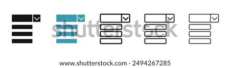 List dropdown vector icon set in black and blue colors