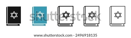 Tanakh book vector icon set in black and blue colors