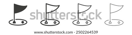 Golf yard vector icon set in black solid and outline.