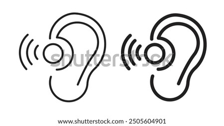 Hearing aid receiver iconset on white background. Eps 10 stock vector