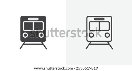 train icon in black filled and thin line stroke.