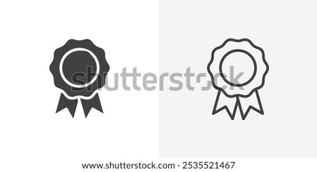 rosette icon in black filled and thin line stroke.