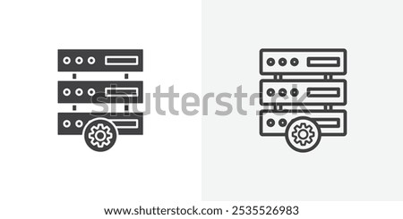 dedicated server icon in black filled and thin line stroke.