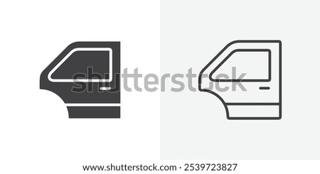 car Door icon in black filled and thin line stroke.