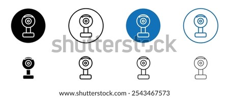 Webcam icon set in black and blue colors