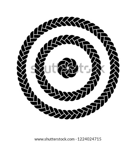Vector illustration, black color fill, braid circles three different diameters