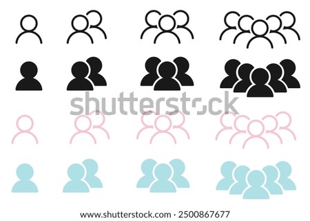 People icons, People symbols, Editable vector