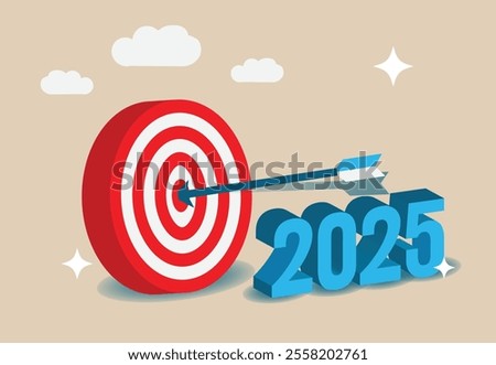 Strategic Business Goals and Growth Targets for 2025 Displayed on Target with Arrow Hitting Bullseye.