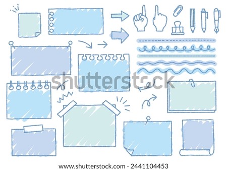 A set of handwritten frames, stationery, and notes ,bumpy lines, vector illustration