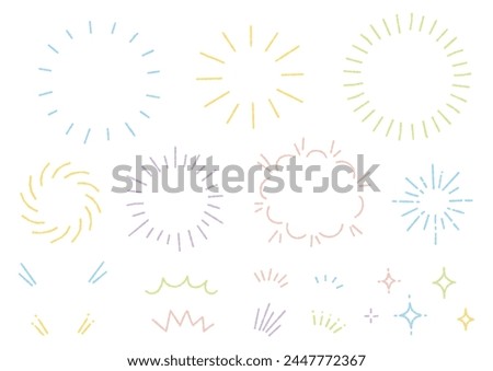 
Handwritten sunburst and ornament (bumpy lines), vector illustration