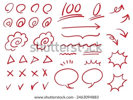 Handwritten test grading material icon set