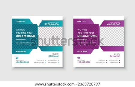 Real Estate Business Social media post design template vector image banner, ads, cover, for Facebook, Instagram, LinkedIn, and Twitter in square size.
