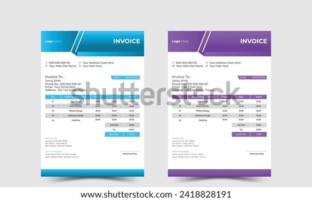 Modern and professional minimal business invoice template vector format