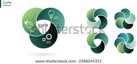 circular diagram icon process flow chart pie infographic, cycle economy template circle logo vector graph in green color, concept of green sustainable eco friendly business background