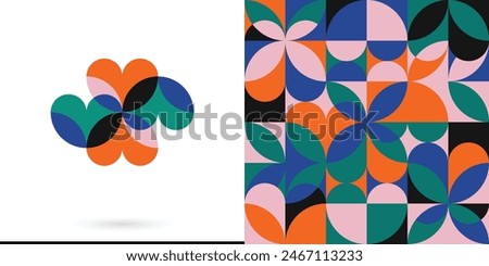 abstract charity donation heart logo icon symbol, concept of social community group, talking meeting  networking connection between people women children teenager. geometric texture pattern