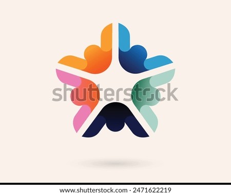 global community cultural diversity abstract people logo, kids children teenager networking cooperation communication education group icon symbol, unity charity logotype