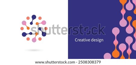 abstract circle logo, circular process movement icon, concept of global economy tradeshow exhibition exposition fairground showcase conference seminar symbol logotype and background pattern texture