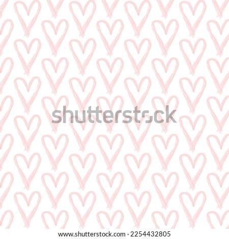 Seamless pattern for Valentine's Day. Light pink watercolor hearts.