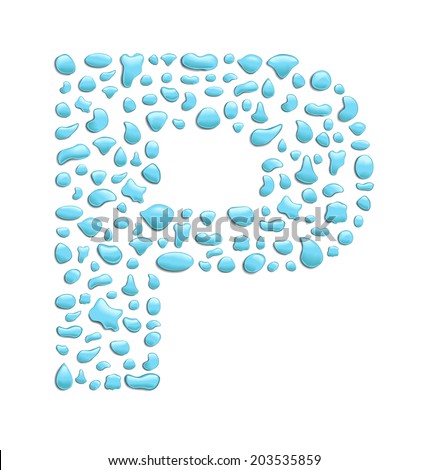 abstract letter p created with water drops