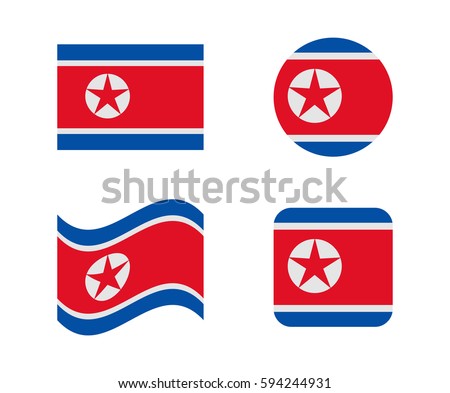 set 4 flags of north korea