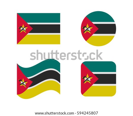 set 4 flags of mozambique