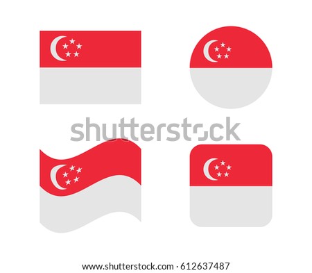 set 4 flags of singapore