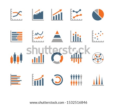 Set of  statistic chart for report, presentation icon. Flat icons vector illustration