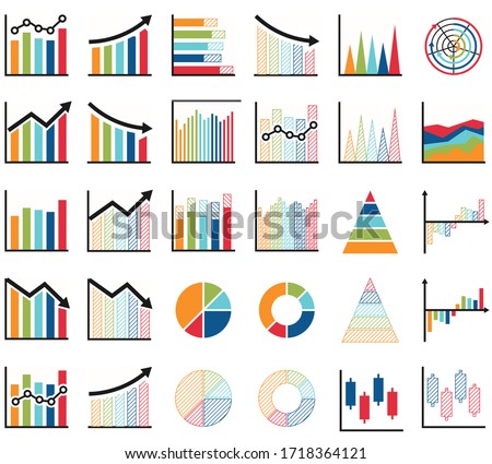 Set of chart for report icon. 640x640 pixels, Flat success graph icons vector illustrator