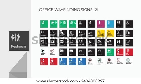Office way finding signs in vector illustration