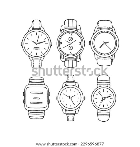 watch handrawn doodle illustrations vector set