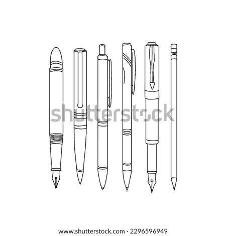pen handrawn doodle illustrations vector set