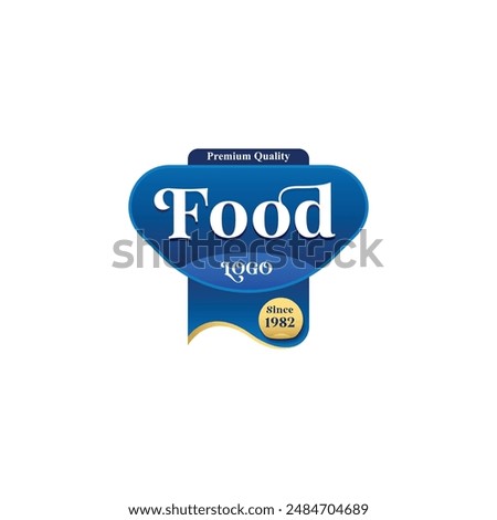 Blue chocolate Food company logos design template ideal for agriculture, organic food, grocery, natural harvest, baby food, cookies, cereals. chocolate logo, company ribbon food logo,