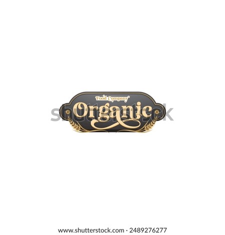 oval rectangle curved shape Vector Food company logo design template ideal for agriculture, organic food, grocery, natural harvest, wheat food, cookies, cereals, organic green natural logo