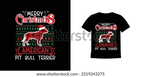 Merry Christmas AMERICAN PIT BULL TERRIER typography vector T-shirt designs