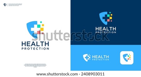 Colorful logo for Health Protection. Abstract Shield logo design template