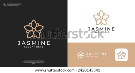 Abstract flower icon logo design. geometric jasmine logo design template