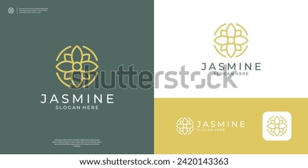 Geometric jasmine flower logo design inspiration