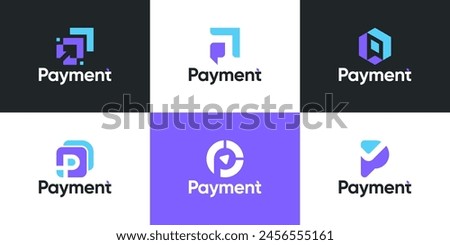 Set of modern colorful payment logo design template.