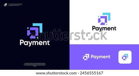 Modern payment logo design template. Abstract letter P arrow logo vector illustration.