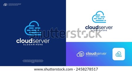 Cloud tech logo transfer database server storage logo design.