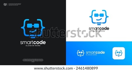 Fun coding logo icon application. Development programing code symbol logo design.