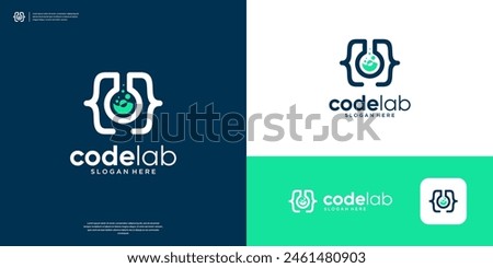 Coding lab logo design template. Simple code icon symbol for programing.