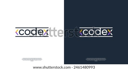 Simple coding word mark logo design colorful.