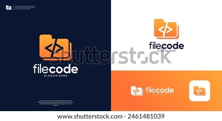 File folder coding icon symbol logo design.