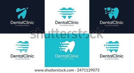 Set of urgent dental care logo design template.