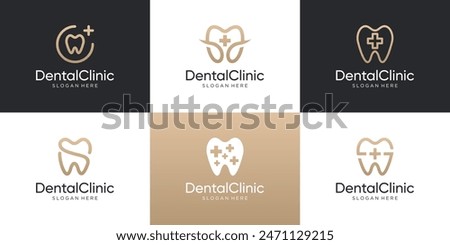 Luxury dental care tooth logo design collection.