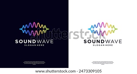 Colorful sound wave equalizer logo template. Abstract audio music, pulse, frequency and digital voice. Symbol music player logo elements.