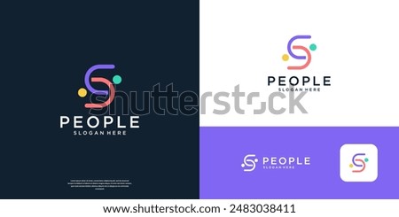 Letter S people community logo design template.